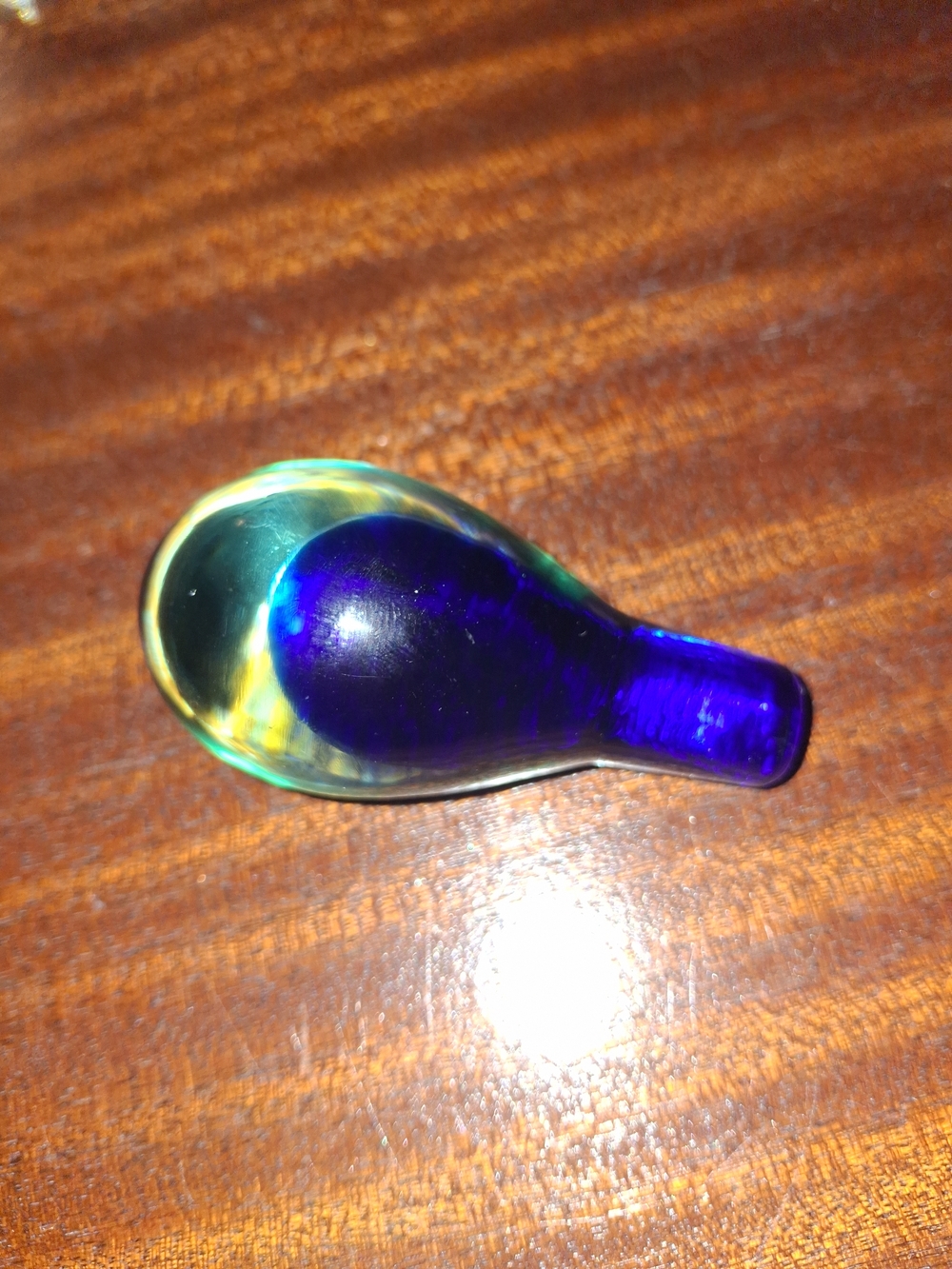 Handblown Glass Teardrop Pendant in Deep Blue and Teal